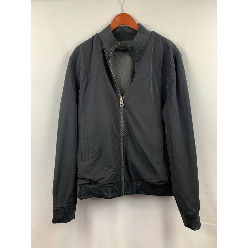 Reversible Mens Bomber Jacket With Zip Closure & Ribbed Collar